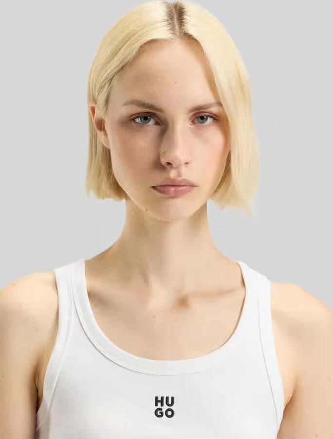 Hugo Boss Stijlvol Logo Geborduurd Hemdje White Dames