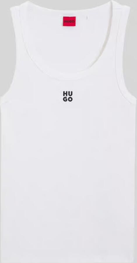 Hugo Boss Stijlvol Logo Geborduurd Hemdje White Dames