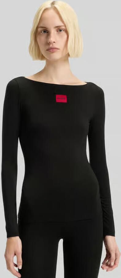 HUGO CLASSIFICATION Shirt met lange mouwen boothals en labeldetail - Foto 2