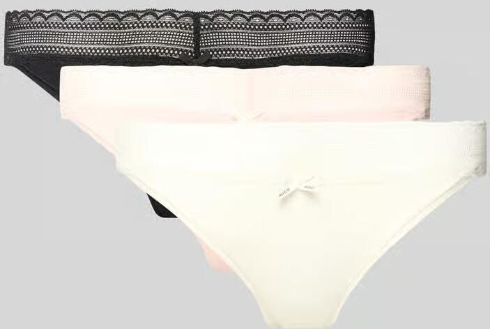 HUGO Slip van katoenmix in een set van 3 stuks model 'TRIPLET LACE BRIEF'