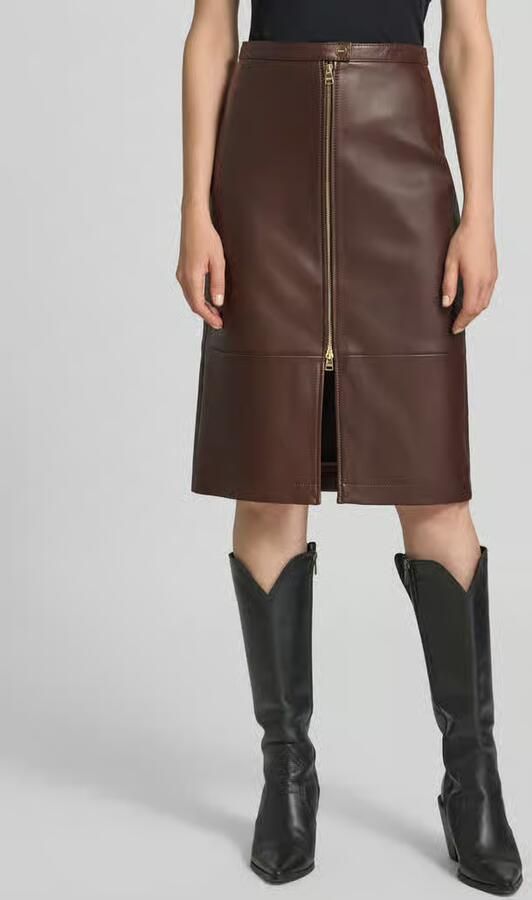 HUGO Smalle midi-rok van echt lamsleer model 'Lacelo' - Foto 2