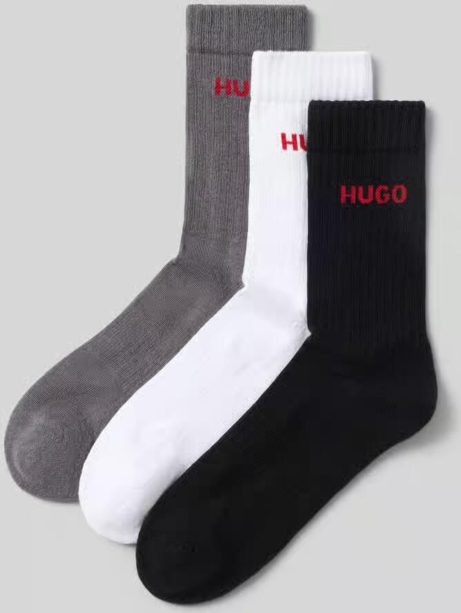 HUGO Sokken met logo-opschrift in set van 3