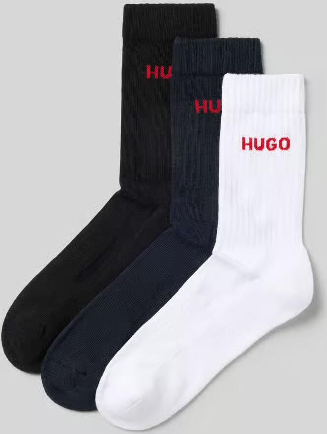 HUGO Sokken met logo-opschrift in set van 3