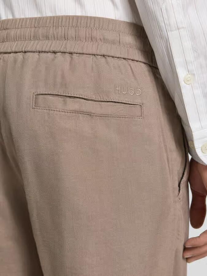 HUGO straight fit chinoshorts van mix van linnen en lyocell model 'CINO'