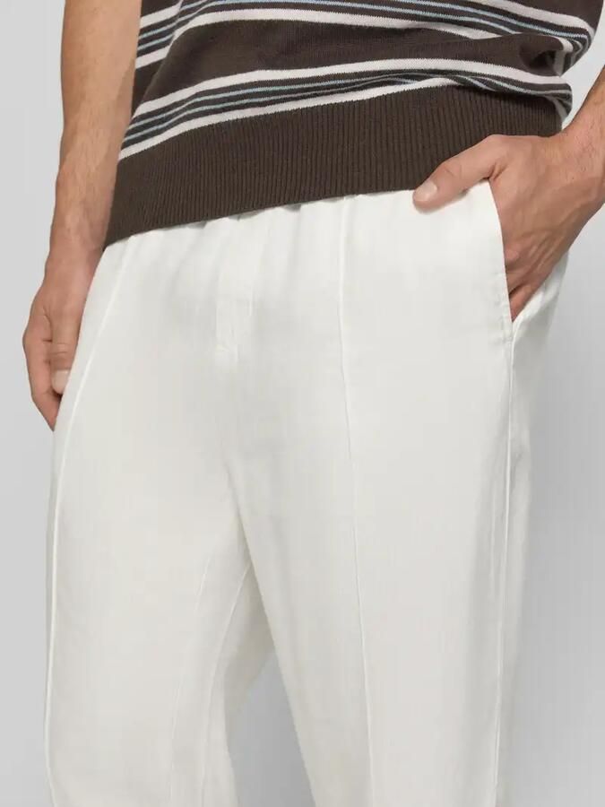 HUGO straight fit Smalle broek van mix van linnen en lyocell model 'CINO'