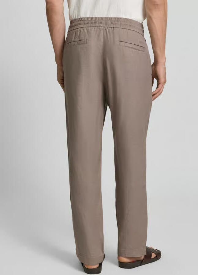 HUGO straight fit Smalle broek van mix van linnen en lyocell model 'CINO' - Foto 2