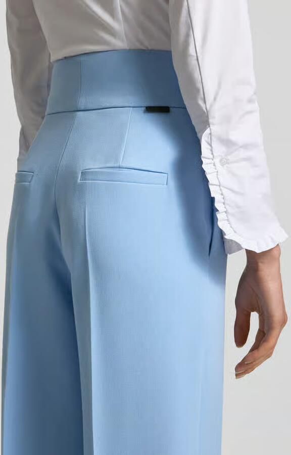 Hugo Boss Elastische hoge taille rechte pijp broek Blue Dames