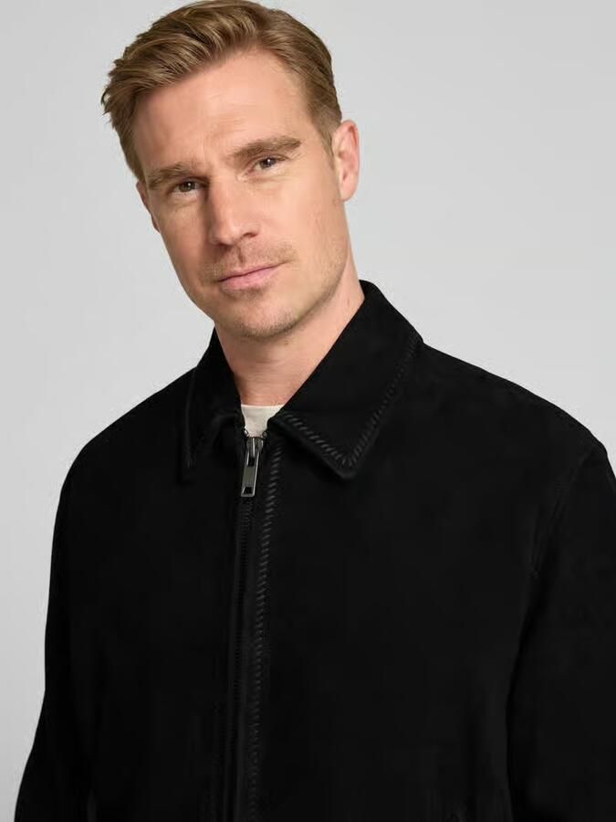 HUGO Super slim fit leren jack van geitenleer model 'Lemai'