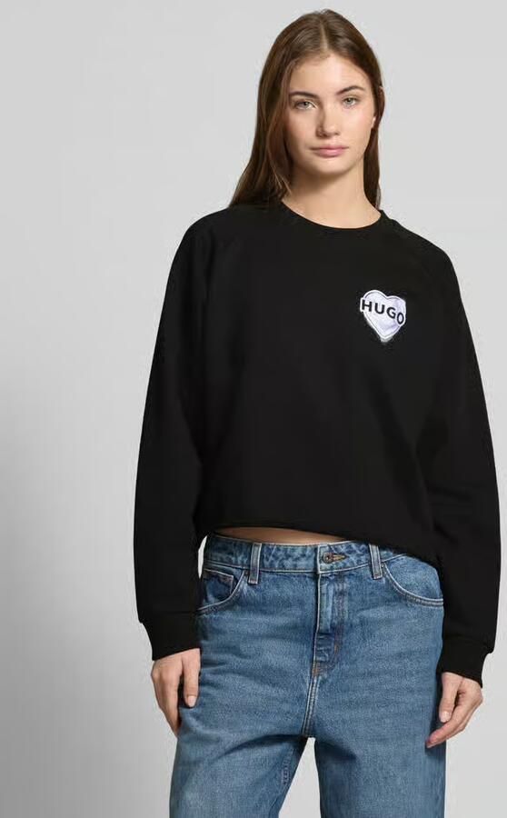 HUGO Sweatshirt van puur katoen met raglanmouwen model 'Darace' - Foto 3