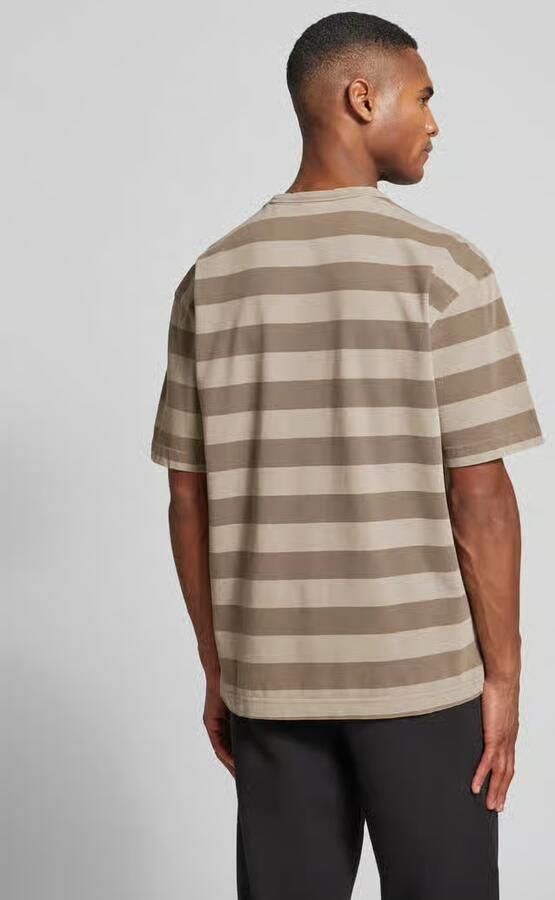 HUGO T-shirt met geribde ronde hals model 'Dockoe'
