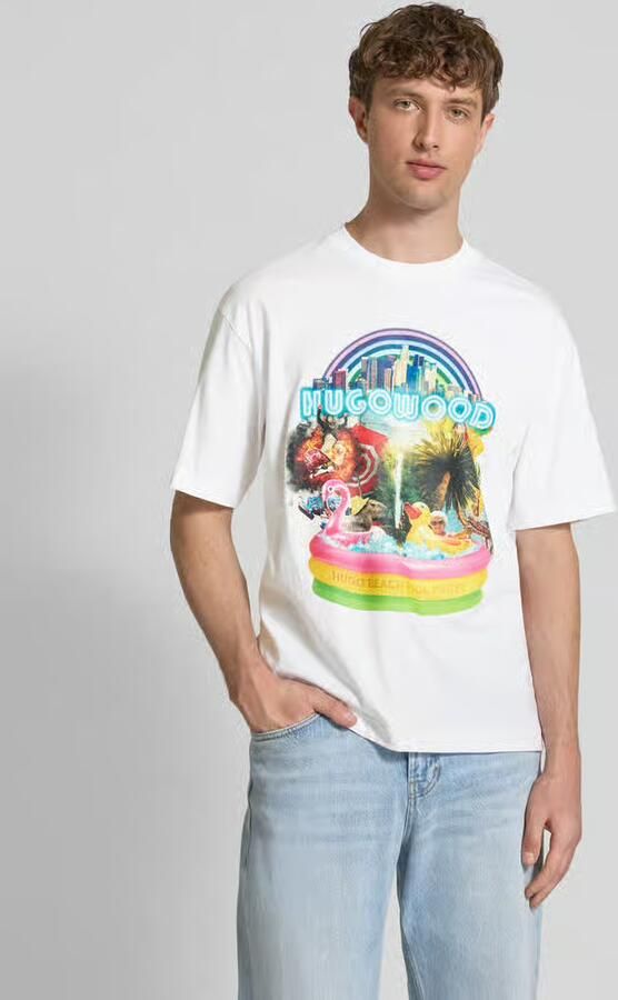 HUGO T-shirt met labelprint model 'Duwood' - Foto 2