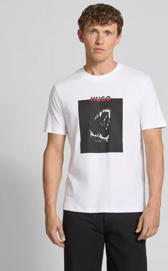 HUGO T-shirt met motief- en labelprint model 'Dobero' - Foto 2