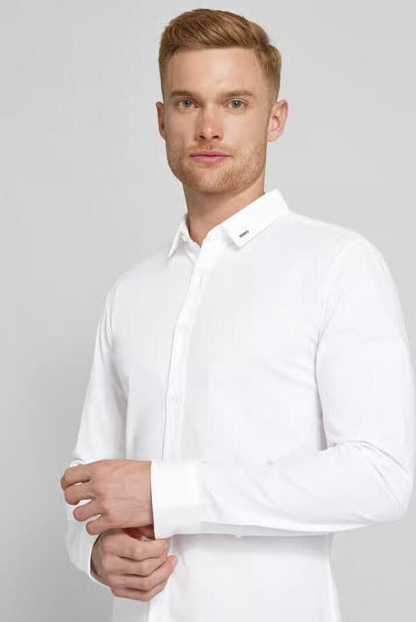 HUGO Extra slim fit vrijetijdsoverhemd met labelpatch model 'Ero'