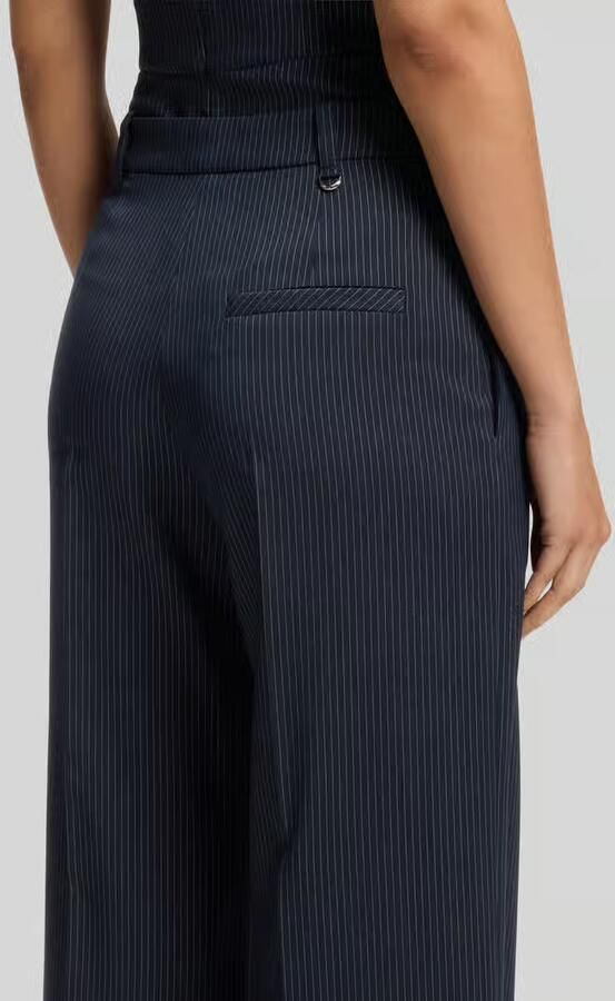 HUGO wide leg broek met krijtstreepmotief