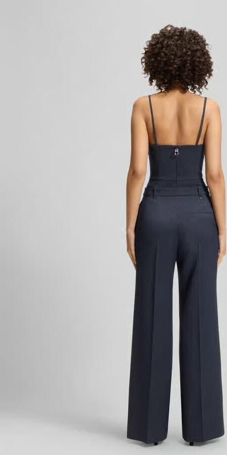 HUGO wide leg broek met krijtstreepmotief - Foto 4