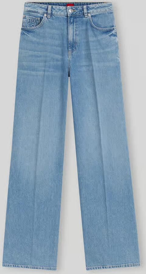 HUGO Wide leg jeans van puur katoen met persplooien - Foto 2