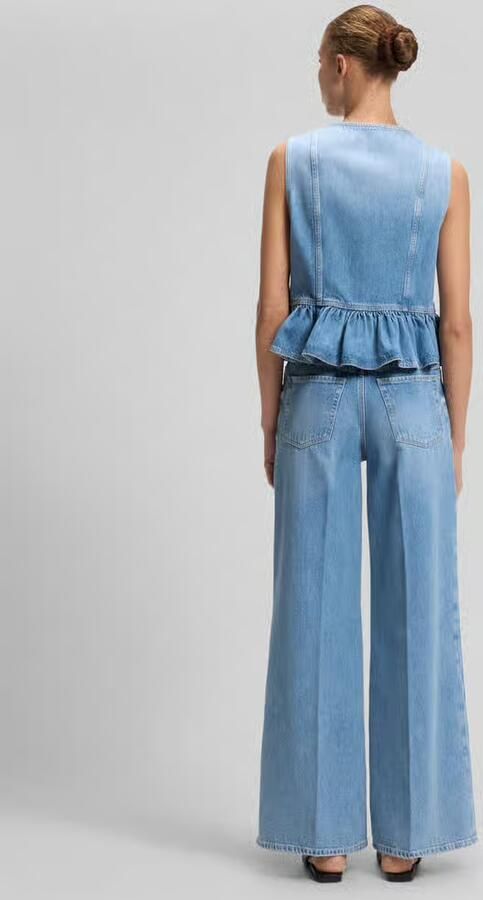 HUGO Wide leg jeans van puur katoen met persplooien
