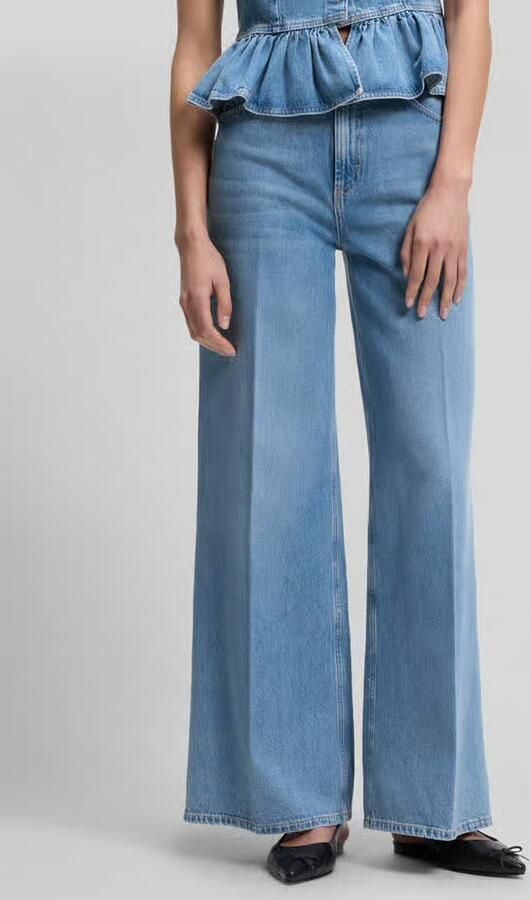 HUGO Wide leg jeans van puur katoen met persplooien - Foto 3
