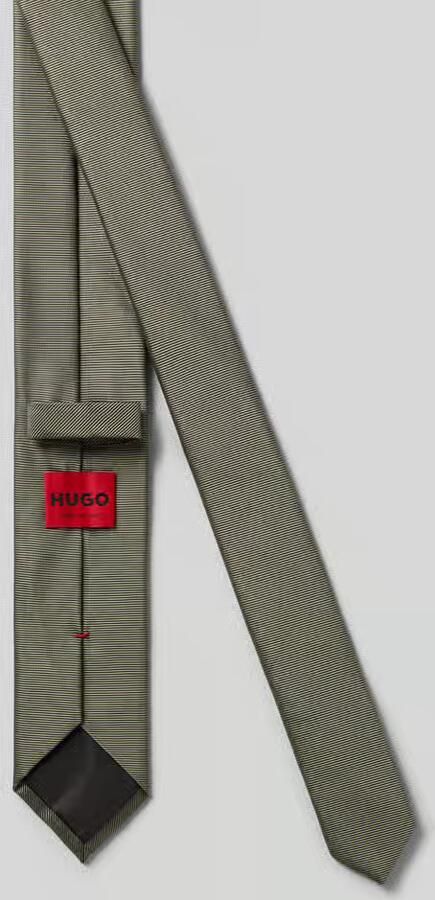 HUGO Zijdemix stropdas met jacquard geweven structuur