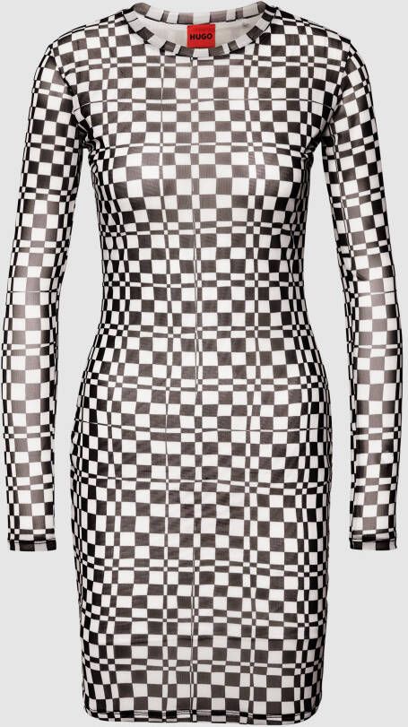HUGO Knielange jurk met all-over motief model 'Namara'