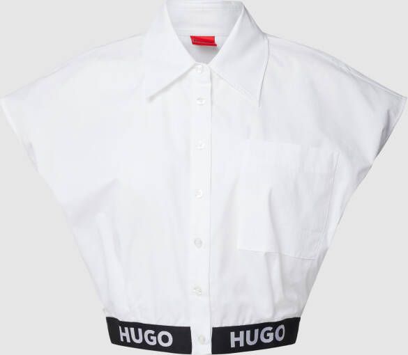 HUGO Korte blousetop met labelprint model 'EKALIN'
