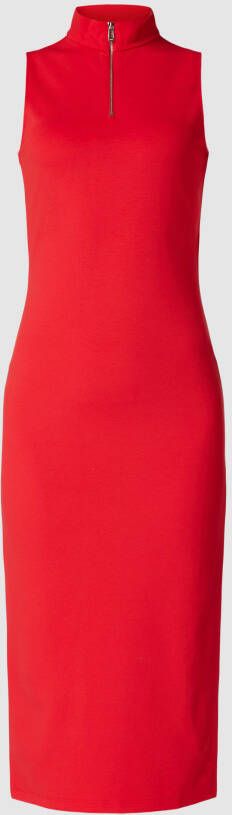 HUGO Midi-jurk van viscosemix met opstaande kraag model 'NERIE'
