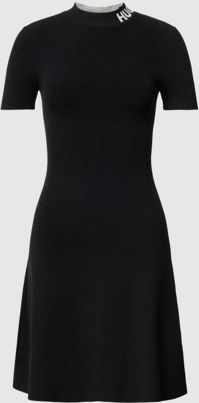HUGO Mini-jurk van viscosemix in fijnriblook model 'SARTY'