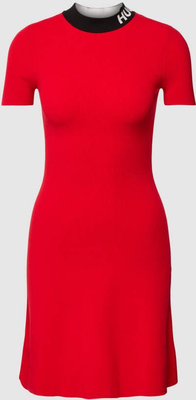 HUGO Mini-jurk van viscosemix in fijnriblook model 'SARTY'