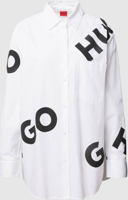 HUGO Overhemdblouse met all-over logoprint model 'Elodina'