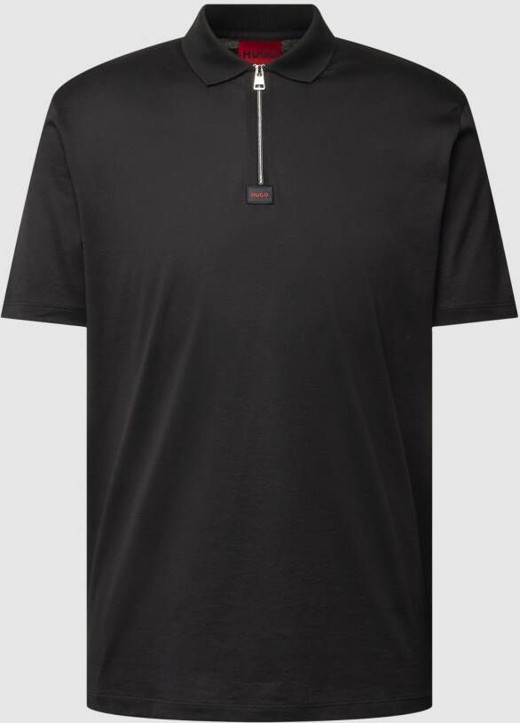 Hugo Boss Heren Polo Shirt met Ritssluiting en Rood Logo Black Heren