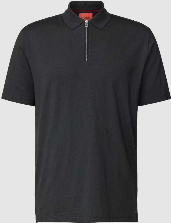 Hugo Boss Polo T-shirt van katoenmix met ritssluiting Black Heren