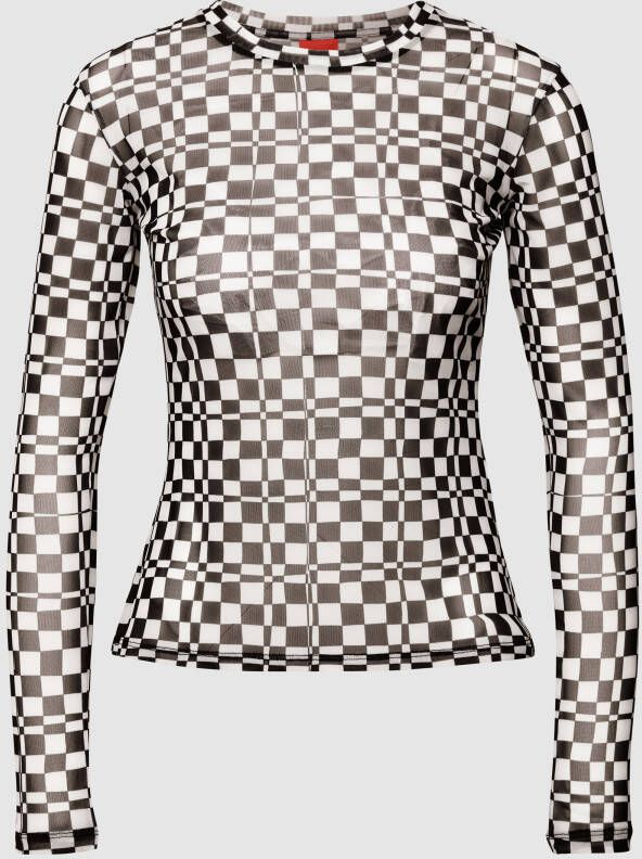 HUGO Shirt met lange mouwen en all-over motief model 'Diralina'