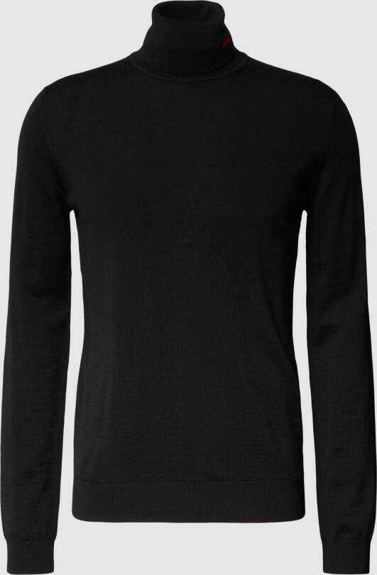HUGO Shirt van scheerwol met lange mouwen en col model 'San Thomas'