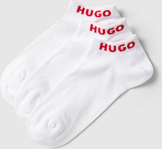 HUGO Sneakersokken met labelprint in een set van 3 paar