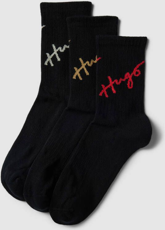 HUGO Sokken met labeldetail in een set van 3 paar
