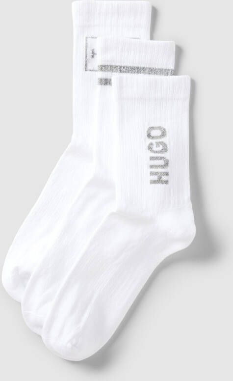 HUGO Sokken met labelprint in een set van 3 paar model 'RIB'