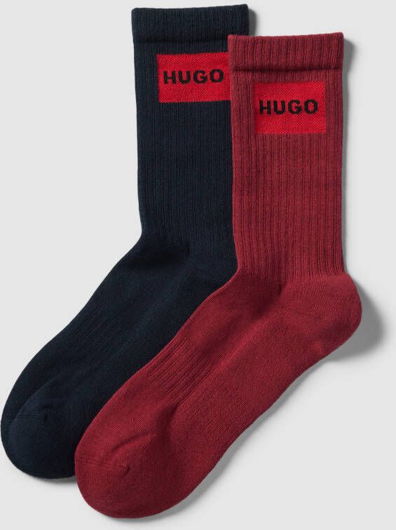 HUGO Sokken met labelstitching in een set van 2 paar