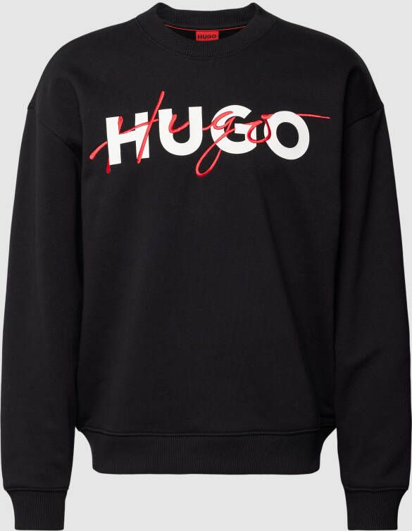 Hugo Boss Zwarte Sweaters met Logo Print Black Heren