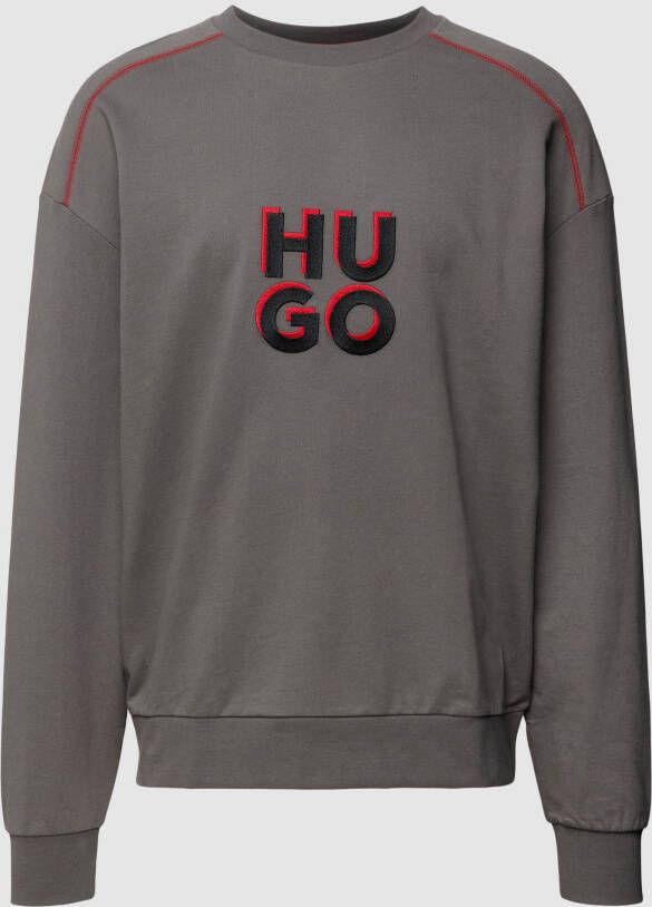 HUGO Sweatshirt met labelstitching model 'Monologo'
