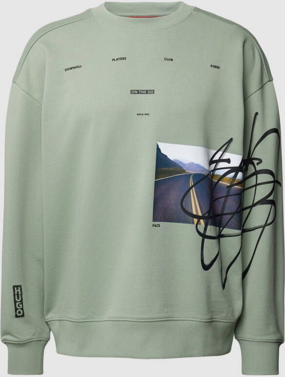 HUGO Sweatshirt met motiefprint model 'Deral'