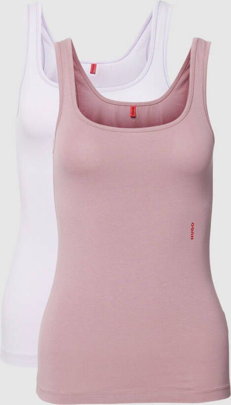 HUGO Tanktop met labelprint in een set van 2 stuks model 'TWIN'