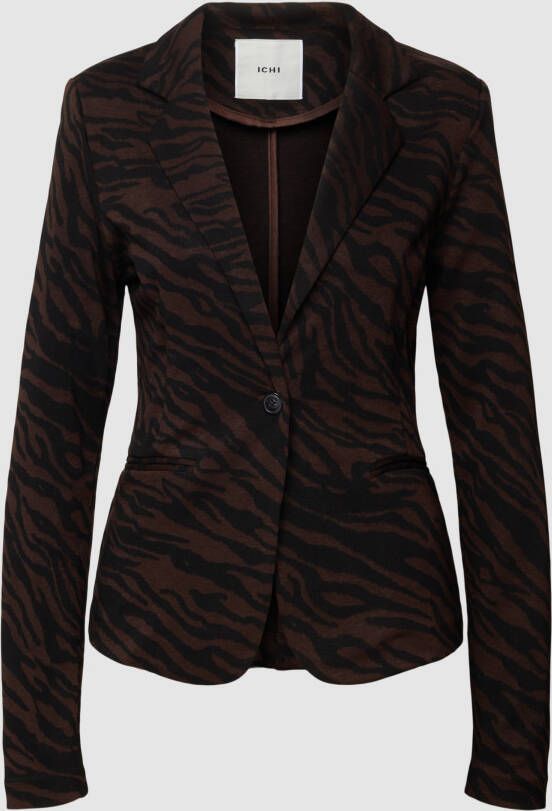ICHI blazer IHKATE ZEBRON BL met zebraprint donkerbruin zwart