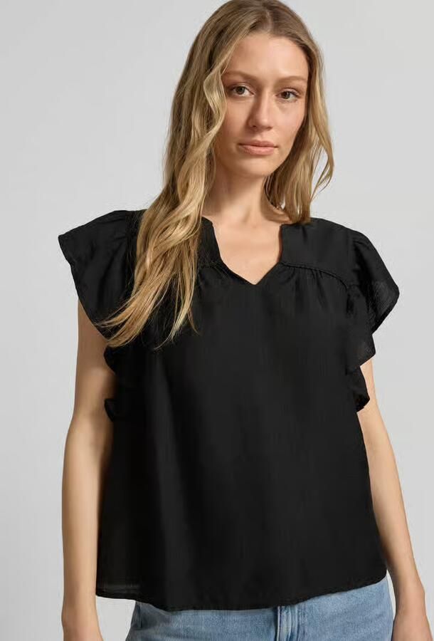 Ichi Blouse van viscosemix met ruches model 'HETTA'