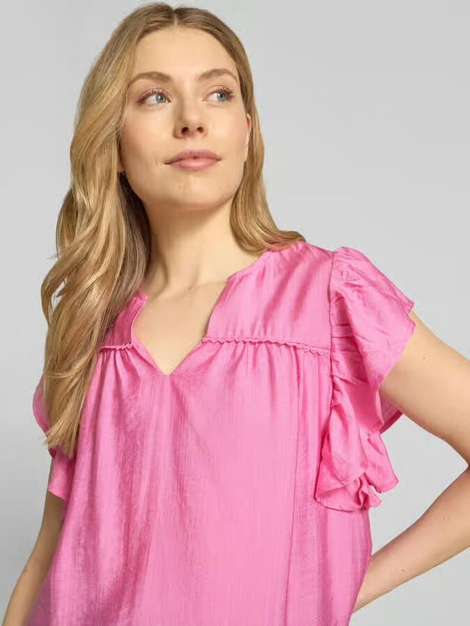 Ichi Blouse van viscosemix met ruches model 'HETTA'