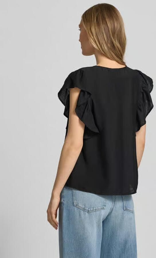 Ichi Blouse van viscosemix met ruches model 'HETTA'