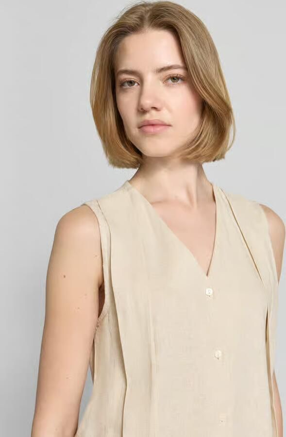 Ichi Bodywarmer van mix van linnen en viscose model 'LINNO'
