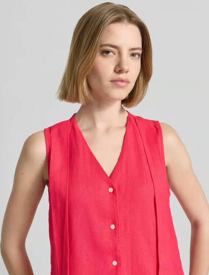 Ichi Bodywarmer van mix van linnen en viscose model 'LINNO'