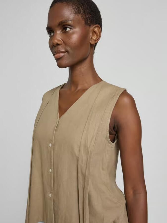 Ichi Bodywarmer van mix van linnen en viscose model 'LINNO'