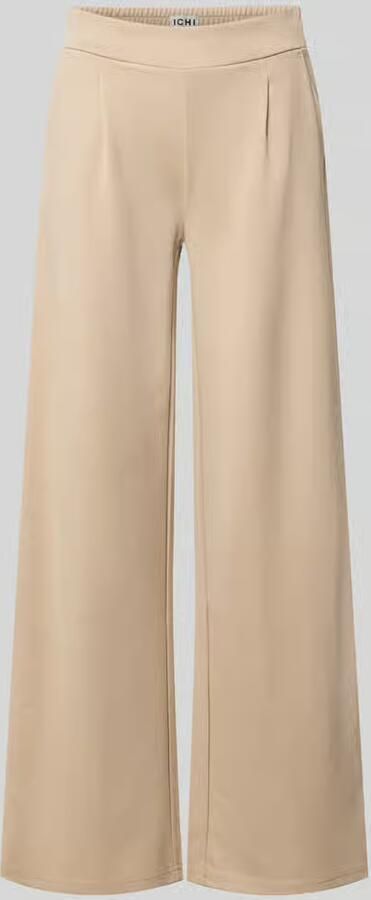 Ichi Lange Wijde Straight-Leg Broek Doeskin Beige Dames