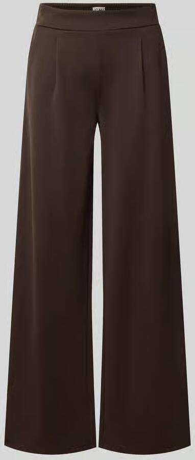ICHI high waist wide leg pantalon met plooien bruin - Foto 3